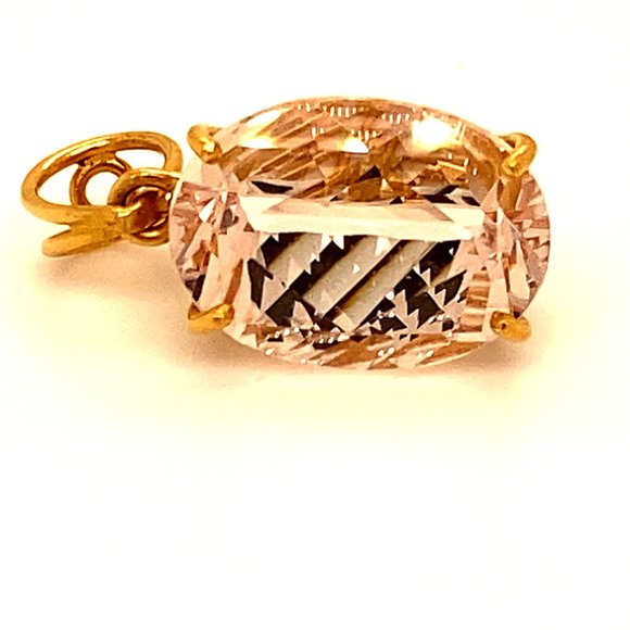 Morganite 6.13ct Solid 22K Yellow Gold Pendant - Picture 1 of 7